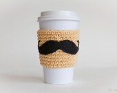 Mustache Coffee Sleeve - Reusable Mustache Coffee Sleeve