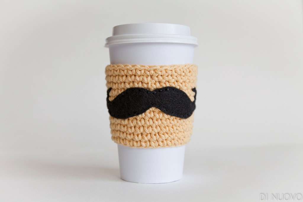 Mustache Coffee Sleeve - Reusable Mustache Coffee Sleeve
