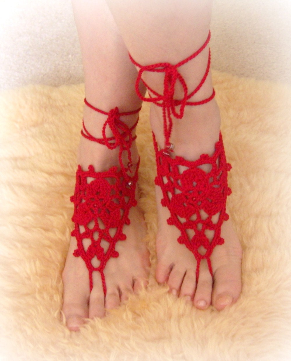 Crochet Barefoot Sandals Beach Pool Wear Yoga Shoes Valentine, Feet Fetish, Goth, Pick your Color