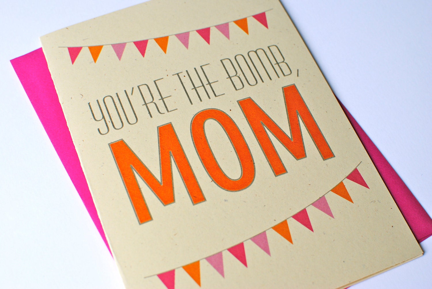 Bomb Mom Mother's Day Card - Pink and Orange 5 x 7