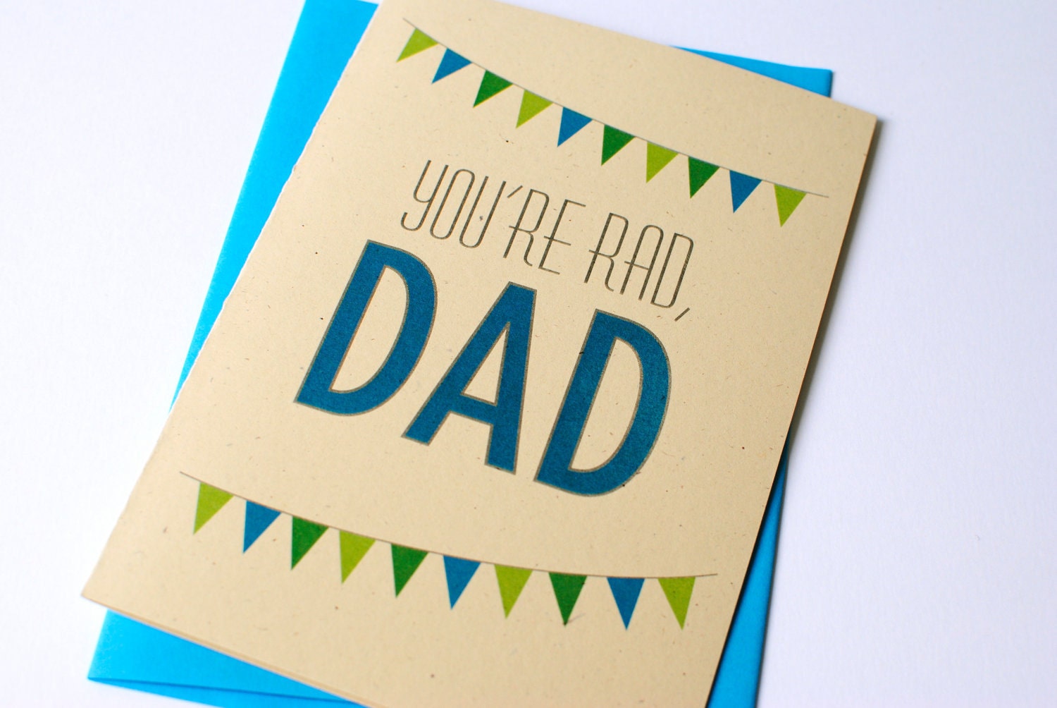 Blue and Green "You're rad, dad" Father's Day Card