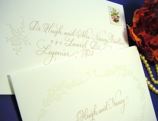Address Hand Lettered Calligraphy for Wedding Invitation Envelopes
