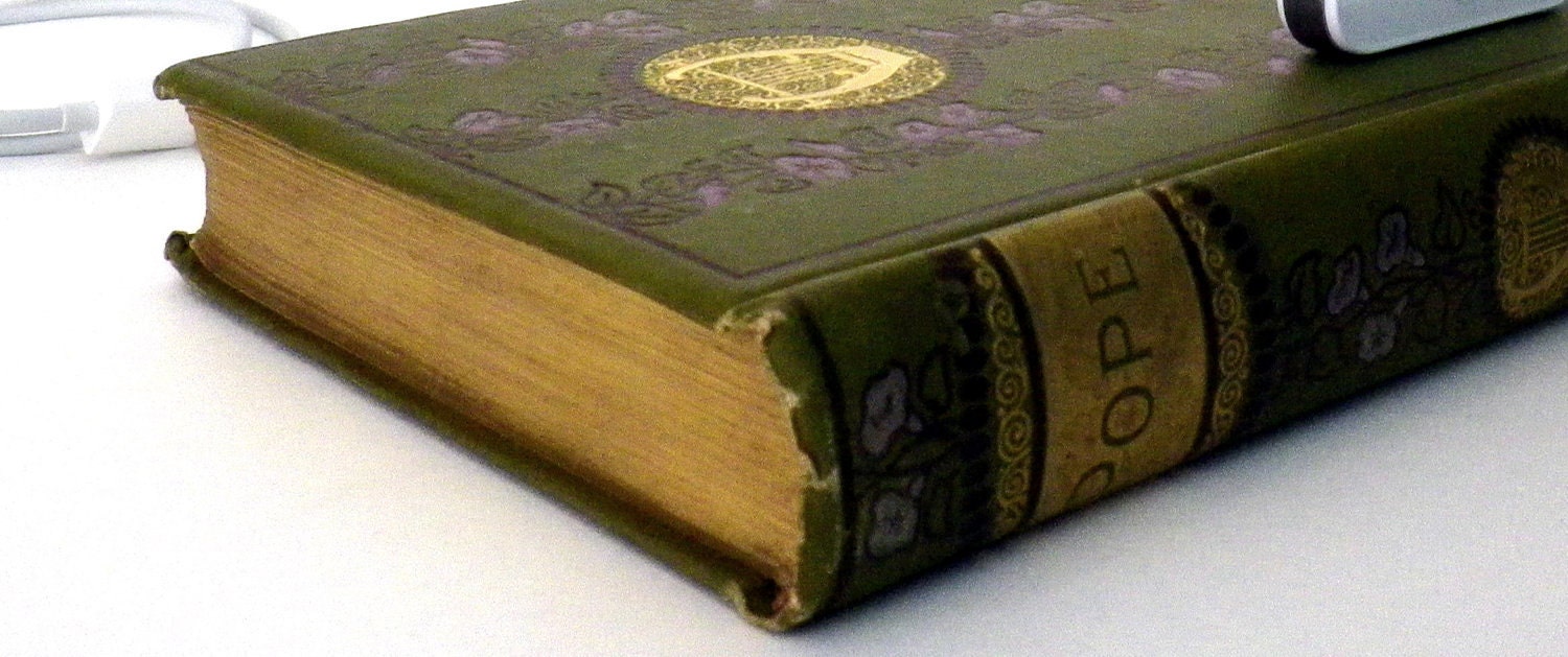 Antique Alexander Pope Poetry Book Charging Dock for iPhone and iPod