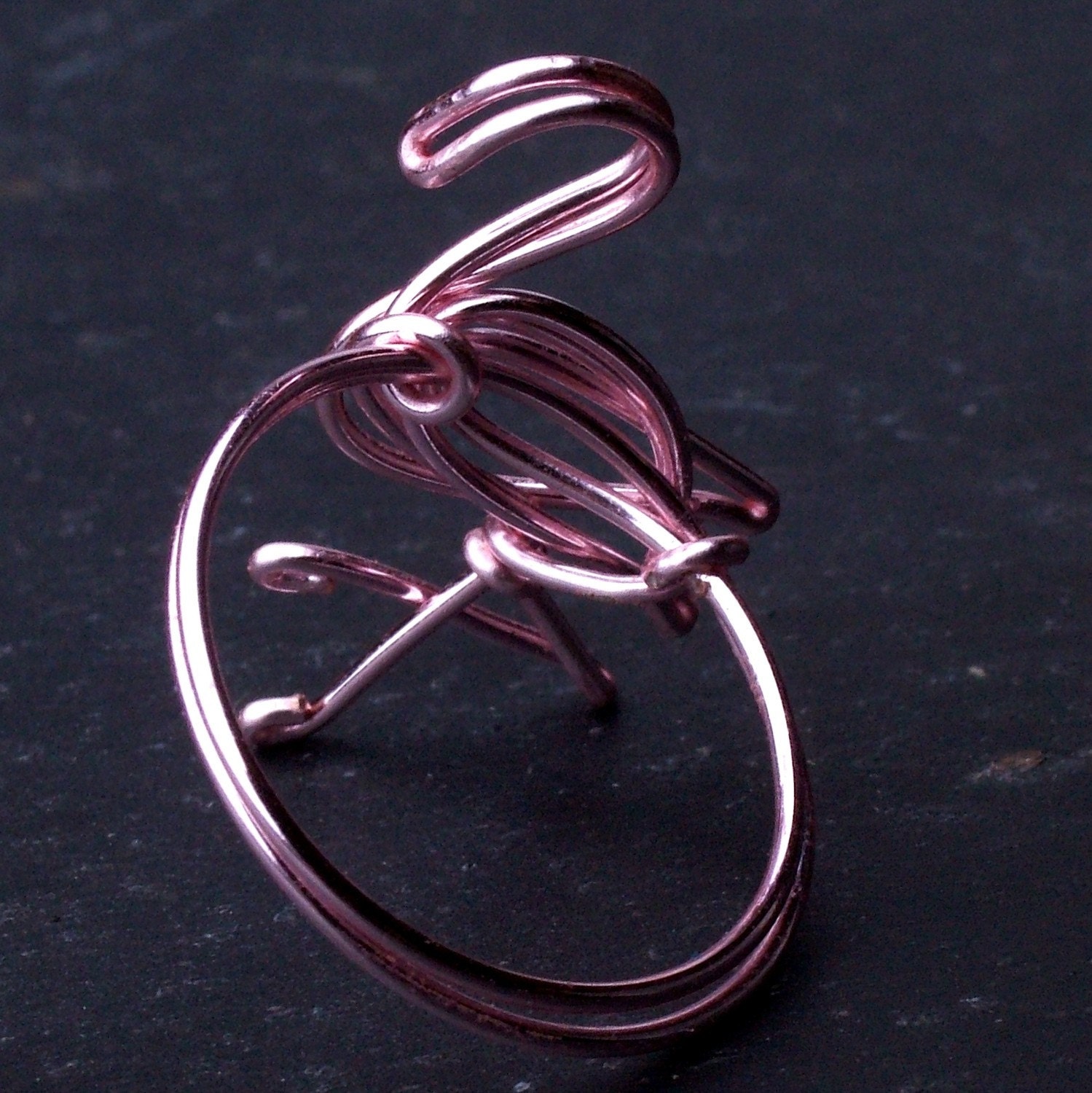 Wire Wrapped Pink Flamingo ring