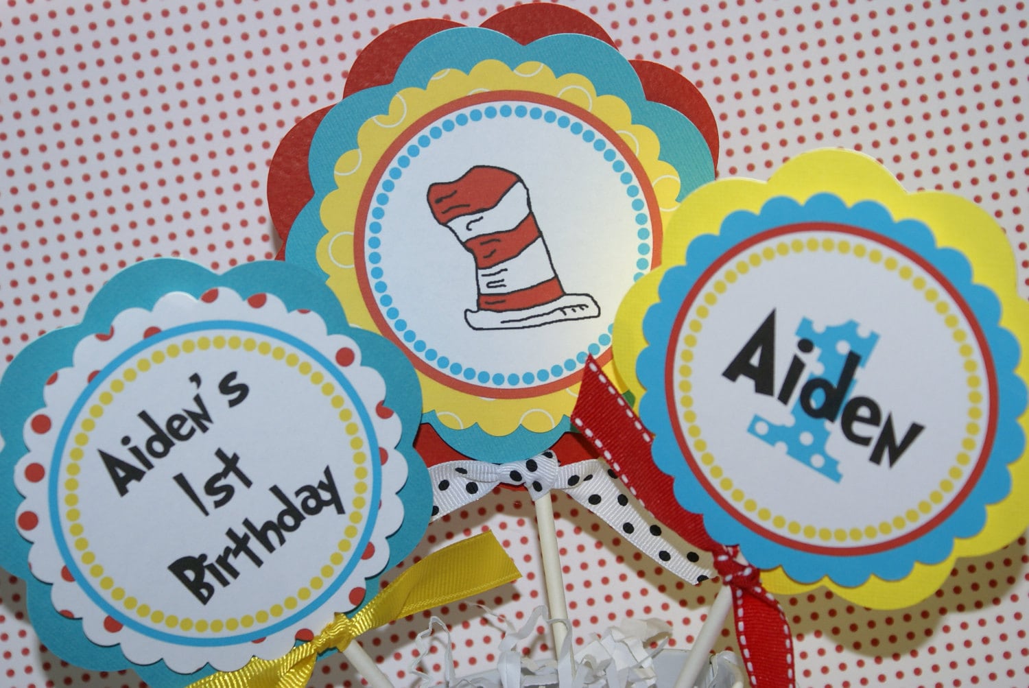 Dr. Seuss Cat in the Hat Inspired Centerpiece (3 Piece) by The Party Paper Fairy