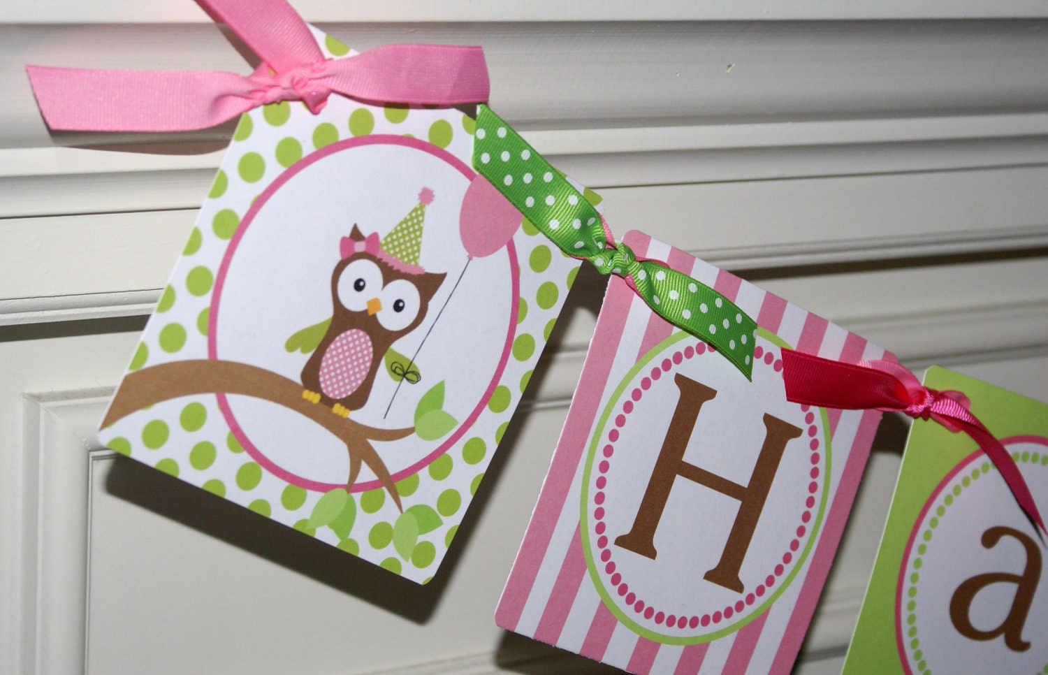 Birthday Girl Owl Happy Birthday Banner by The Party Paper Fairy
