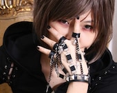 Gothic 5 Ring and Stud Cuff Glove Chain Weapon Kusari-gama