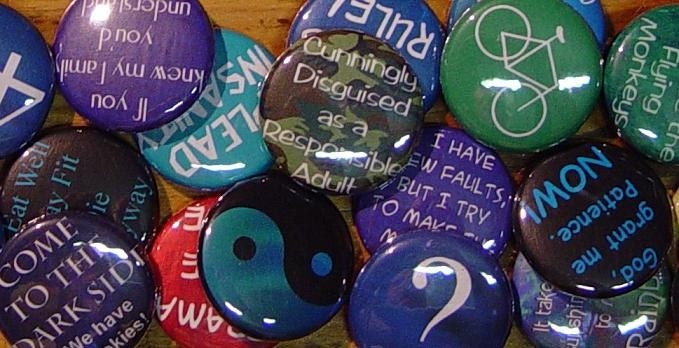 5 x PINS or MAGNETS (or combination) Choose any five badge designs from my shop TheBusyBadger. 1" Pinback Button Badge or Fridge Magnet