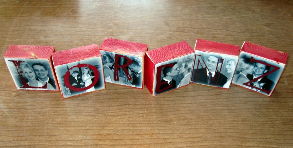 Personalized Photo Blocks- for your wedding- your NEW LAsT NAME reception decoration- Per BLoCK PRICE