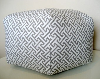 18" Ottoman Pouf Floor Pillow Waverly Cross Section Charcoal