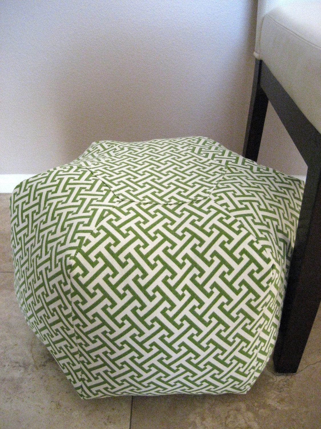18" Ottoman Pouf Floor Pillow Waverly Cross Section Green