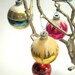 14 vintage glitter frosted and striped Christmas ornaments