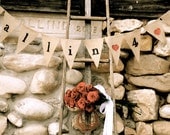 Glittered Fallin-4-U Burlap Banner, bunting, valentine, red heart