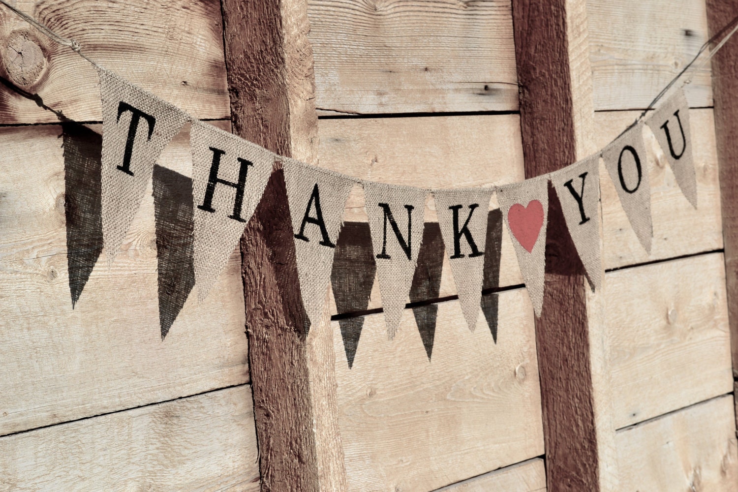 Thank You Burlap Banner with Heart