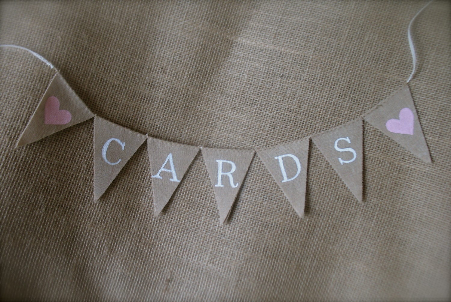 Cards tea dyed cotton banner with hearts, bunting, garland,wedding,