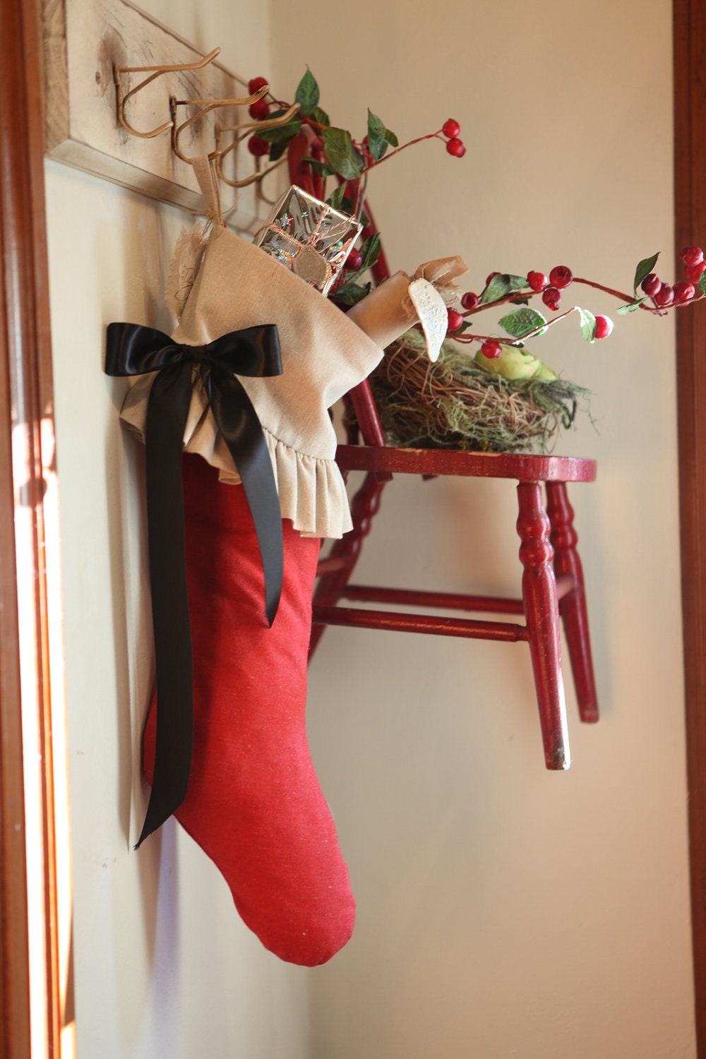 Christmas Stocking, cotton, red, classic