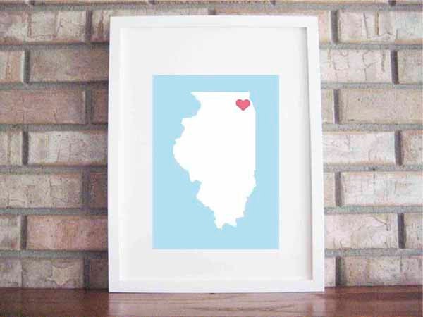 Customize Your Home Is Where The Heart Is - Illinois 8x10