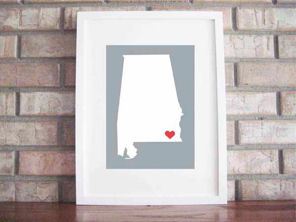 Customize Your Home Is Where The Heart Is - Alabama 8x10