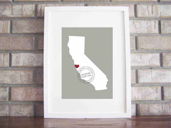 Custom Baby or Graduation Map and Stamp 5 x 7