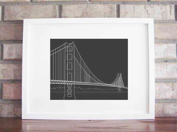 Golden Gate Bridge Skyline - CUSTOM COLOR - 8 x 10