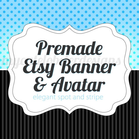 Premade Etsy Banner and Avatar - Elegant Spot and Stripe