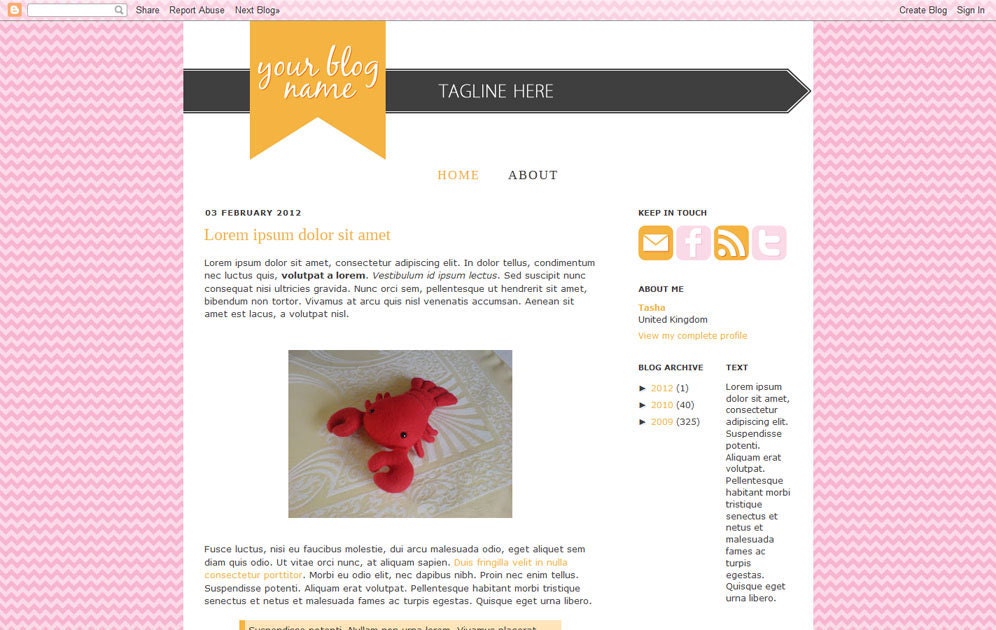 Blogger Template Premade - Pink Champagne - 2 Column Layout for Blogger, Blogspot