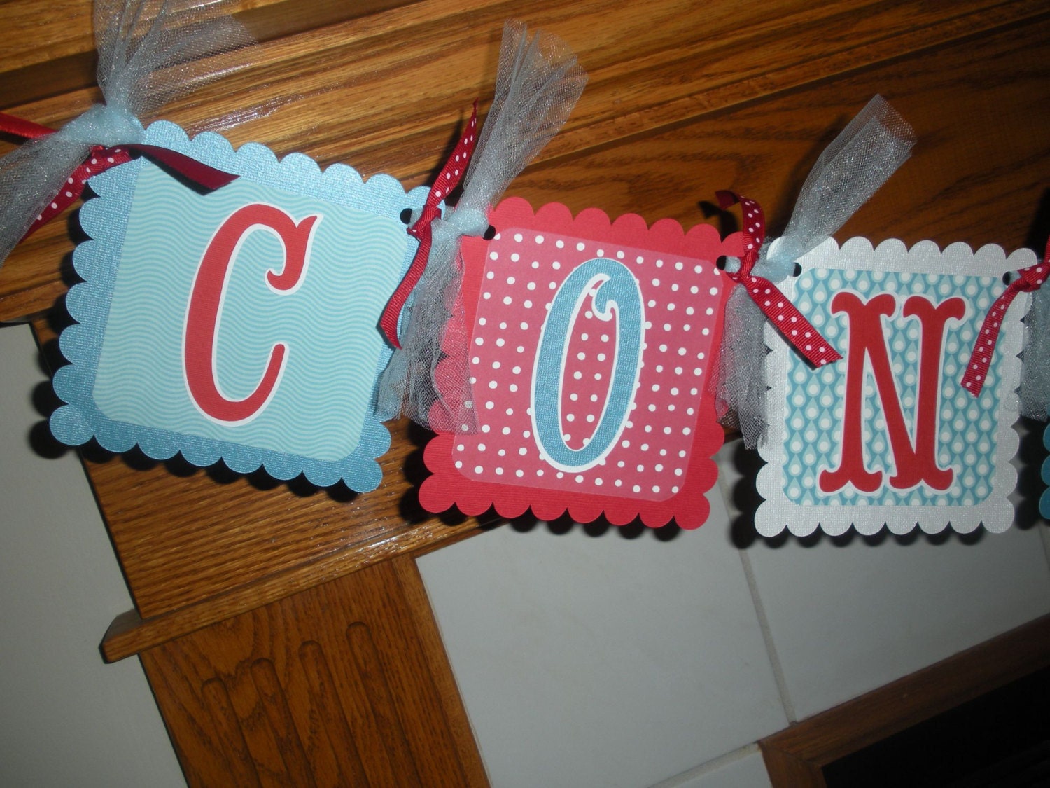 Congratulations Banner for All Occasions Matching Tissue Pom Poms Available