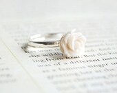 Cream Rose Flower Ring, Adjustable, Nickel Free