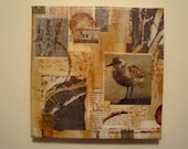 original "bird" collage from vintage paper