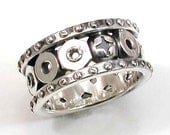 SteamPunk Mens Silver Ring - Nails Bolts and Rivets - Industrial Steam Punk - Handmade