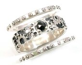 Stacking Steampunk Ring with Rose Cut Black Diamond