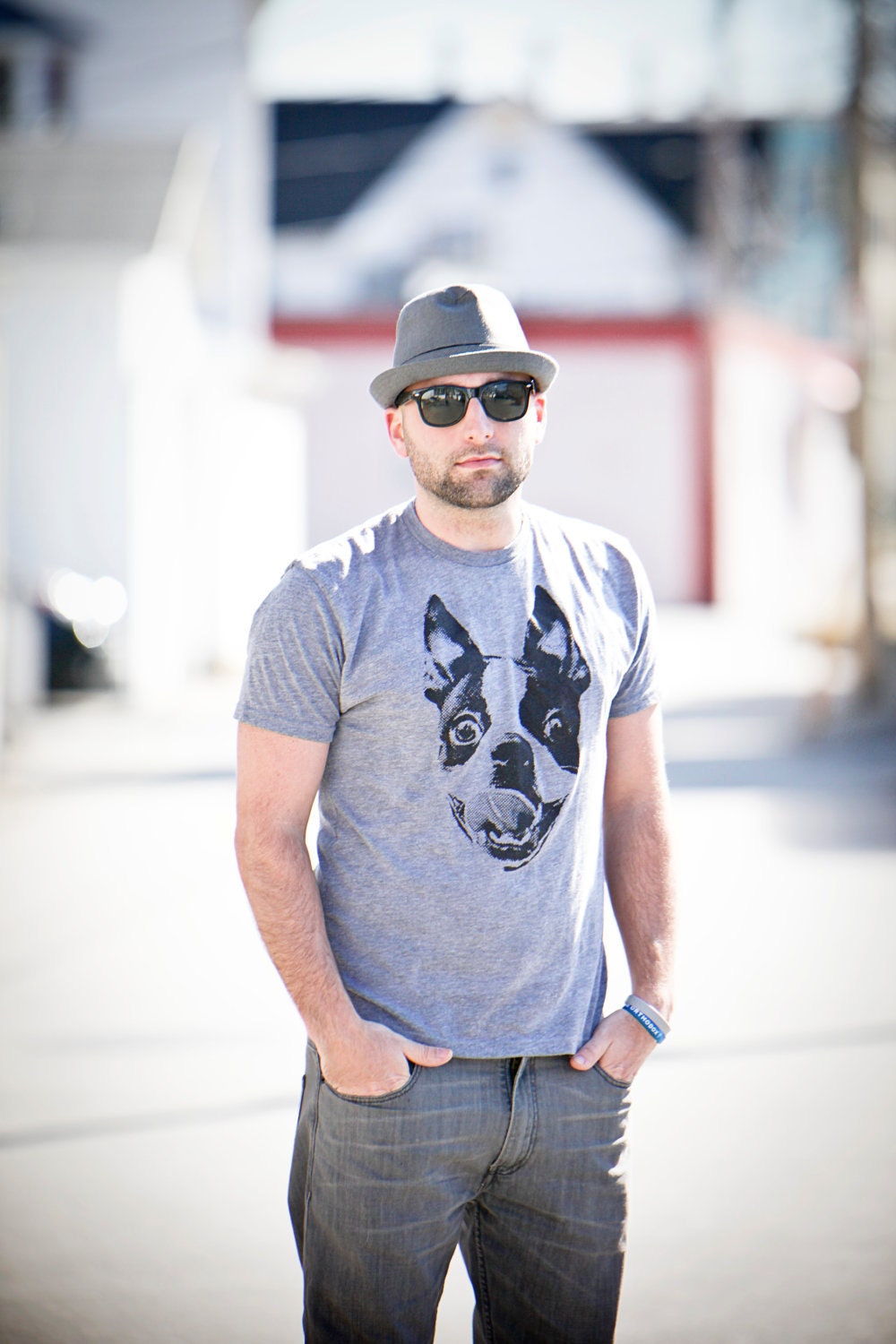 Men Boston Terrier Heather Grey Graphic Shirt Available in S-M-L-XL-2XL Free Shipping