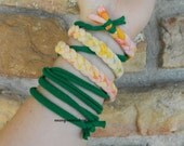 SALE Wrap Bracelet Made out of Braided Recycled Tie Dyed T-Shirt Yarn, T Shirt Yarn
