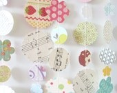 Vintage Mix Paper Garland, Flower Garland, Wedding Garland Bunting, Party Garland, Paper Streamer, 10 FT