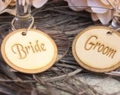 Bride & Groom Wooden Toasting Glass Charms