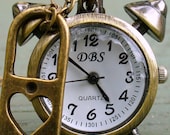 SALE --- Steampunk Victorian pocket watch necklace pendant charm Cute Mini CLOCK- HEART lock pocket watch Necklace