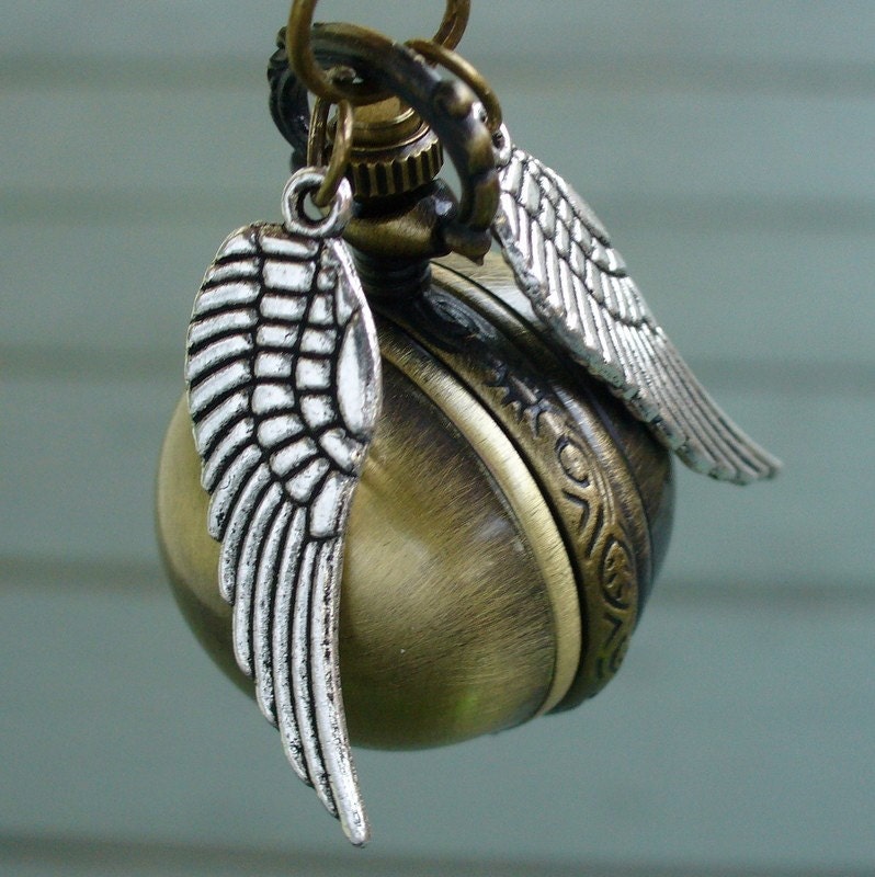 Steampunk pocket watch Necklace key pirate Victorian locket pendant charm Enchanted FLYING BALL WATCH necklace---M-A-G-I-C-A-L edition