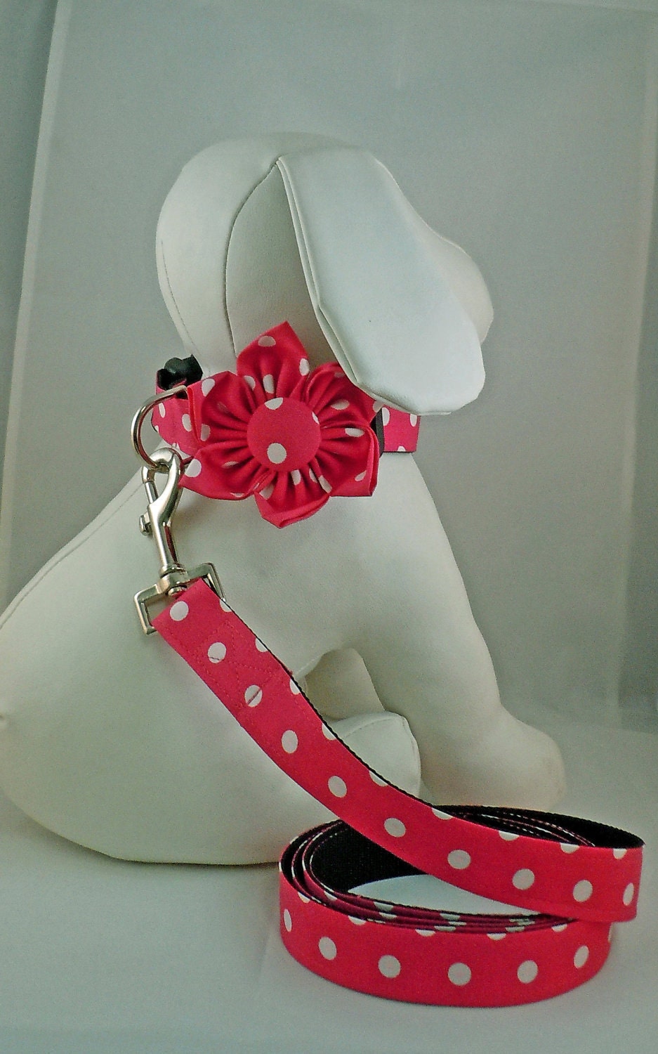Dog Collar with Flower or Bow Tie and Leash  - Pick Any Fabric in Shop