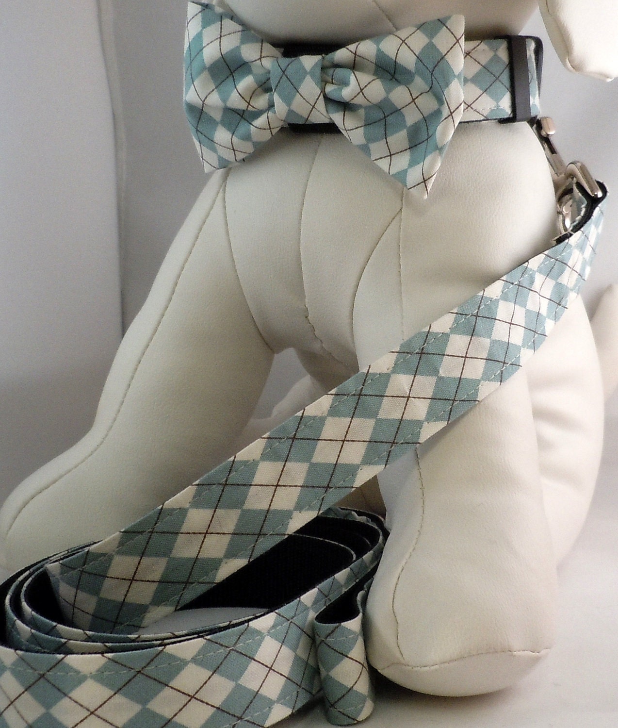 Dog Collar with Flower or Bow Tie and Leash  - Pick Any Fabric in Shop