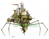 8 of 12 Fanciful Submarine Giclee Print on Fine Art Smooth Paper (16"x12")