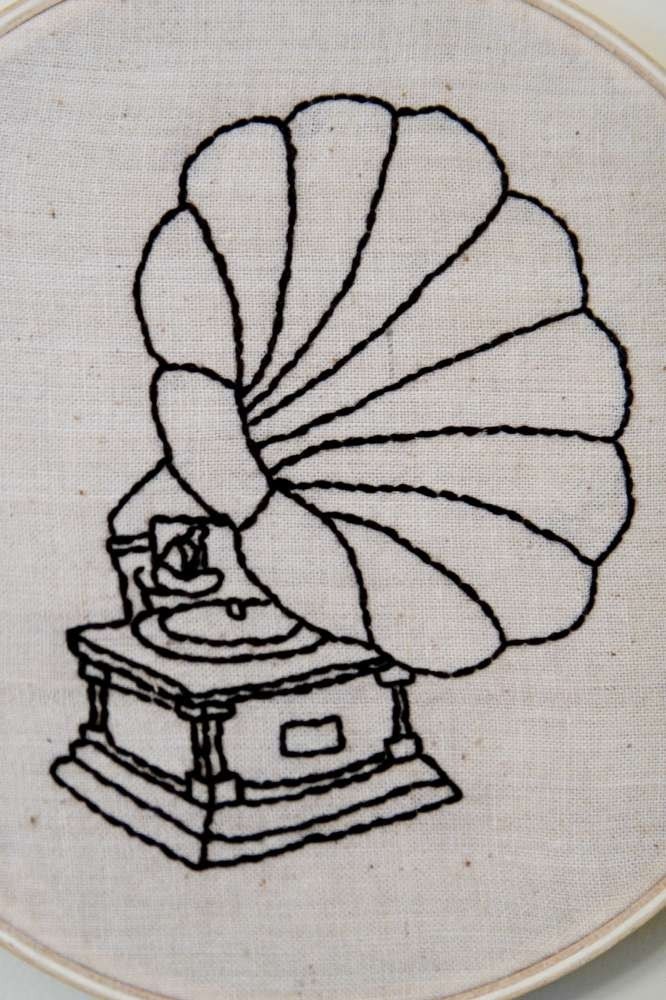 Phonograph Embroidered Wall Art.