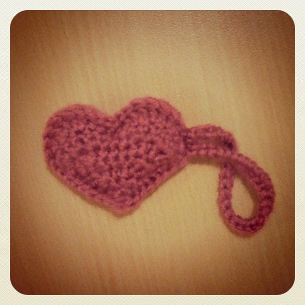 Rose Pink Heart Charm Amigurumi Keychain