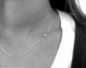 Sideways Initial Necklace in Sterling Silver- Asymmetric Custom Necklace