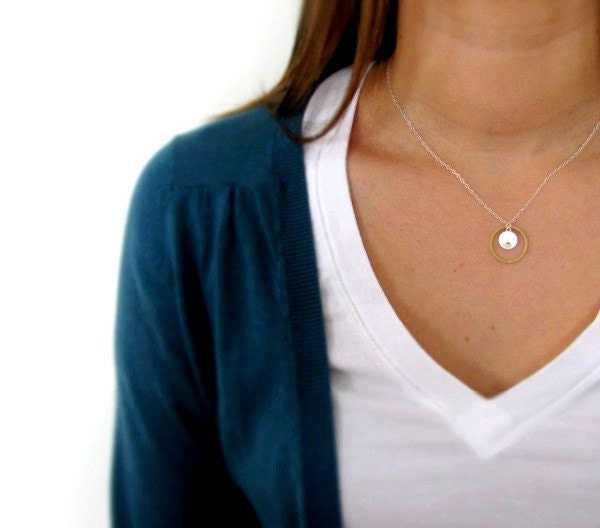 Personalized Bridesmaid Gift - Custom Initial Necklace - Personalized Jewelry - Gifts for Her -  Halo Necklace