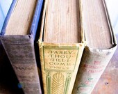 Three Hard Cover Vintage & Antique Books, Olive Brown