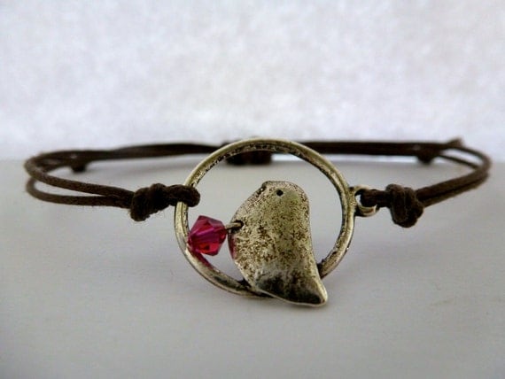 Cotton Cord Bird Charm Bracelet: Charm, Nature, Bird Charm, Friendship Bracelet, Simple, Layering.
