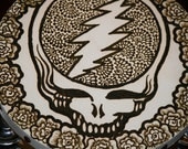 Grateful Dead Steal Your Face Henna Tambourine with Roses