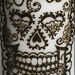 Henna Sugar Skull Pillar Candle, White, Day of the Dead, Dia de los Muertos