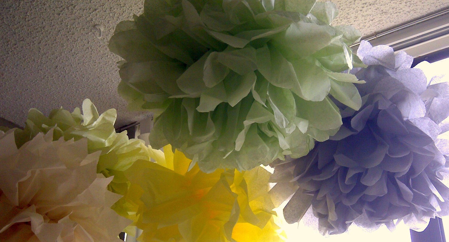 5 Paper Pom Poms, Choose Your Colors
