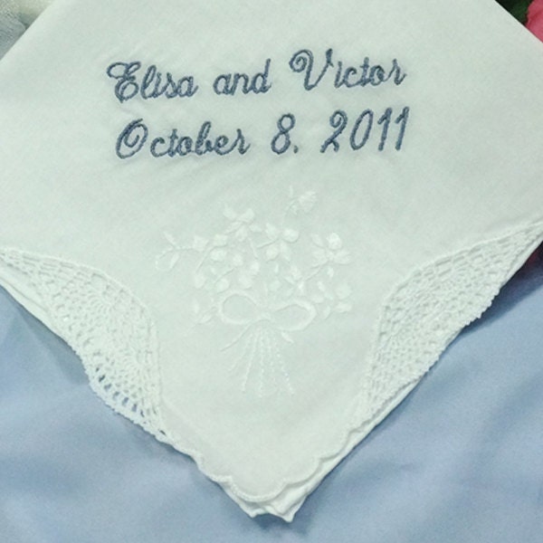 Personalized Wedding Gift Handkerchief for the Bride H066